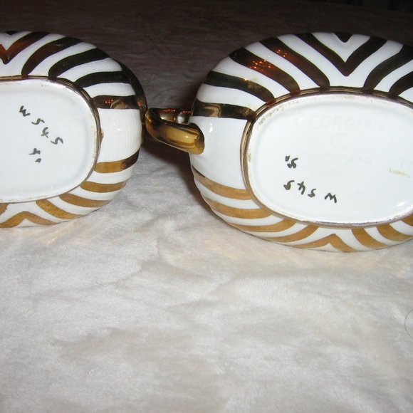 Sugar Bowl And Creamer Set in Gold And Cream Color - Picture 2 of 2